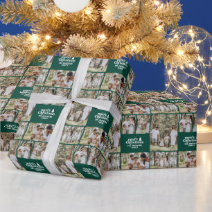 retro Kerstmis fotocollage moderne terracotta Cadeaupapier