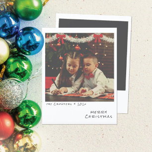 Retro Kerstmis Fotokaart - Witte & Gouden Slinger Feestdagenkaart