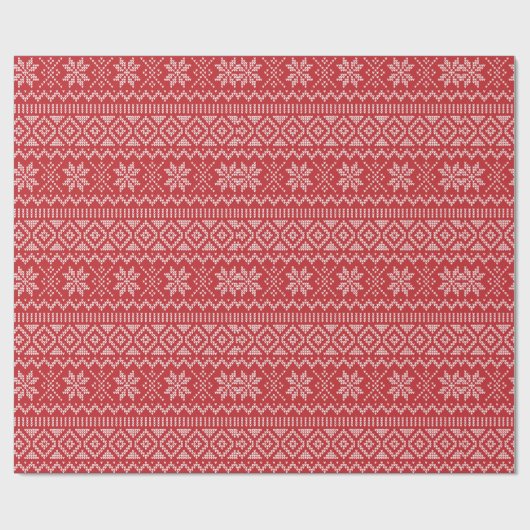 Retro Kerstmis gebreide trui Patroon Vakantie Cadeaupapier (Vlak)