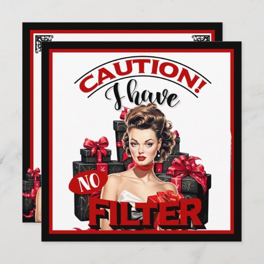 Retro Kerstmis Geen Filter Pinup Feestdagenkaart (Voorkant / Achterkant)