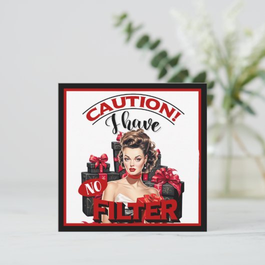 Retro Kerstmis Geen Filter Pinup Feestdagenkaart (Staand voorkant)