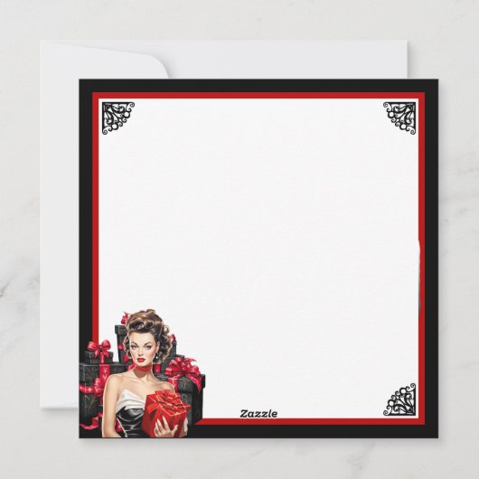 Retro Kerstmis Geen Filter Pinup Feestdagenkaart (Achterkant)