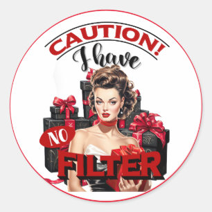 Retro Kerstmis Geen Filter Pinup Ronde Sticker