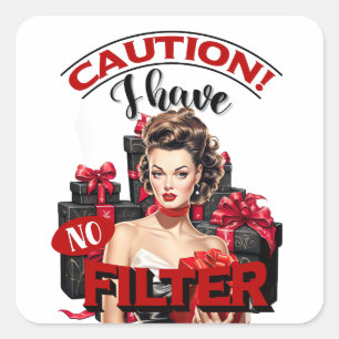 Retro Kerstmis Geen Filter Pinup Vierkante Sticker