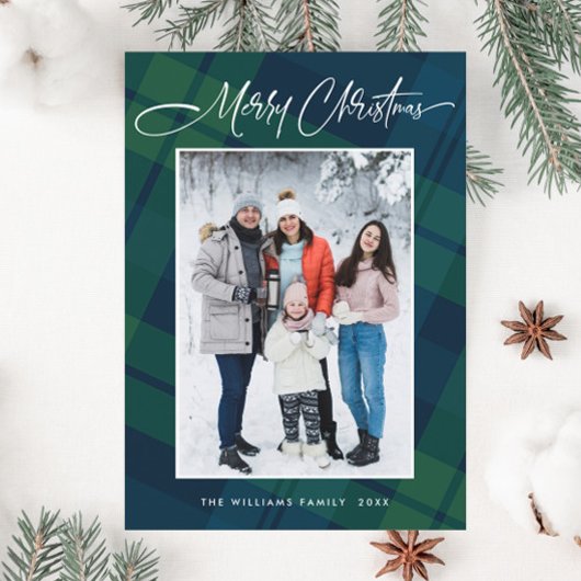 Retro Kerstmis gereplay één foto groet Feestdagenkaart