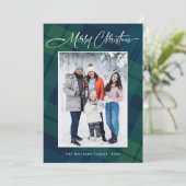 Retro Kerstmis gereplay één foto groet Feestdagenkaart (Staand voorkant)