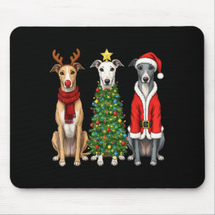 Retro Kerstmis Ghound Kerstman Rendier Hond Liefhe Muismat