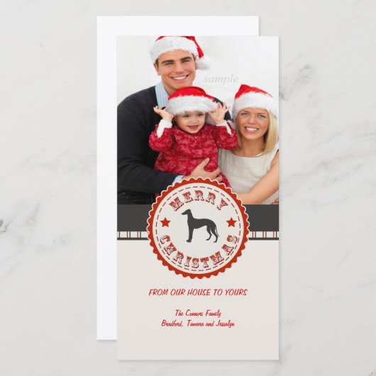 Retro Kerstmis Greyhound Hond Custom Foto Feestdagenkaart (Voorkant / Achterkant)