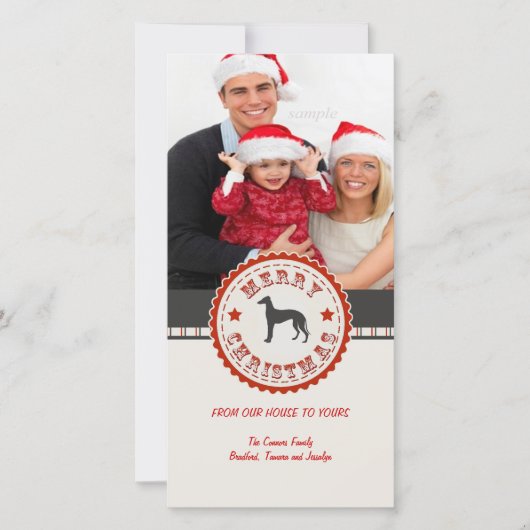 Retro Kerstmis Greyhound Hond Custom Foto Feestdagenkaart (Voorkant)