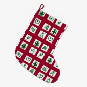 Retro Kerstmis Grid Kerstsok (Voorkant (Hangend))