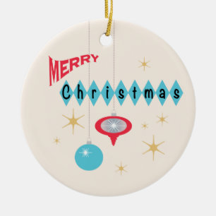 Retro Kerstmis groet ornament