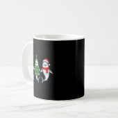 Retro Kerstmis Haai Kerstman Rendier  Koffiemok (Voorkant links)