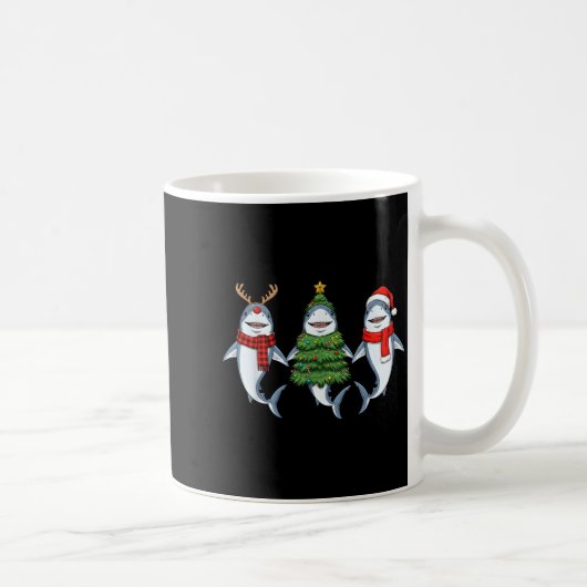Retro Kerstmis Haai Kerstman Rendier  Koffiemok (Rechts)