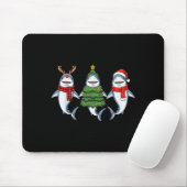 Retro Kerstmis Haai Kerstman Rendier Muismat (Met muis)