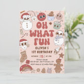 Retro Kerstmis Hippie Santa 1e Verjaardag Kaart (Staand voorkant)