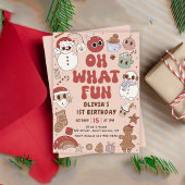 Retro Kerstmis Hippie Santa 1e Verjaardag Kaart