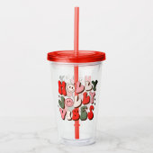 Retro Kerstmis Holly Jolly Vibes Trendy Feestdagen Acryl Drinkbeker (Voorkant)
