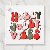 Retro Kerstmis Holly Jolly Vibes Trendy Feestdagen Bedankjes Labels (Voorkant)