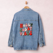 Retro Kerstmis Holly Jolly Vibes Trendy Feestdagen Denim Jacket (Hangar)