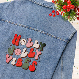 Retro Kerstmis Holly Jolly Vibes Trendy Feestdagen Denim Jacket