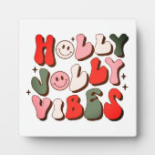 Retro Kerstmis Holly Jolly Vibes Trendy Feestdagen Fotoplaat (Voorkant)