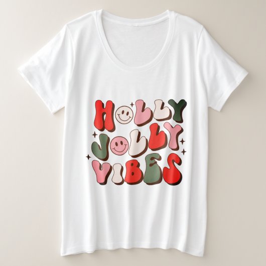 Retro Kerstmis Holly Jolly Vibes Trendy Feestdagen Grote Maat T-shirt (Design voorkant)
