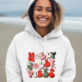 Retro Kerstmis Holly Jolly Vibes Trendy Feestdagen Hoodie