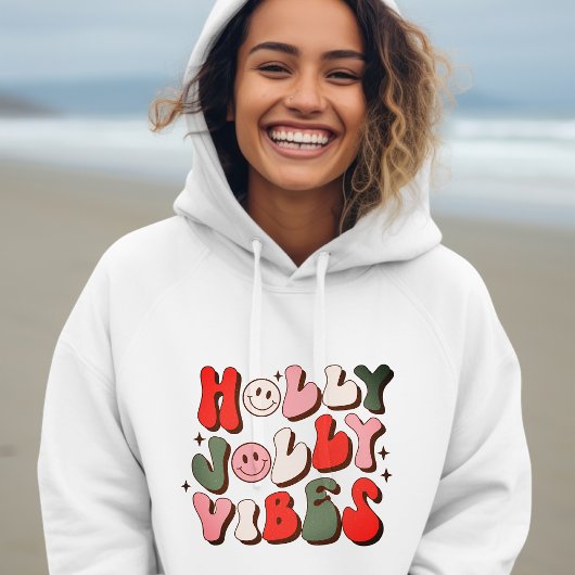 Retro Kerstmis Holly Jolly Vibes Trendy Feestdagen Hoodie