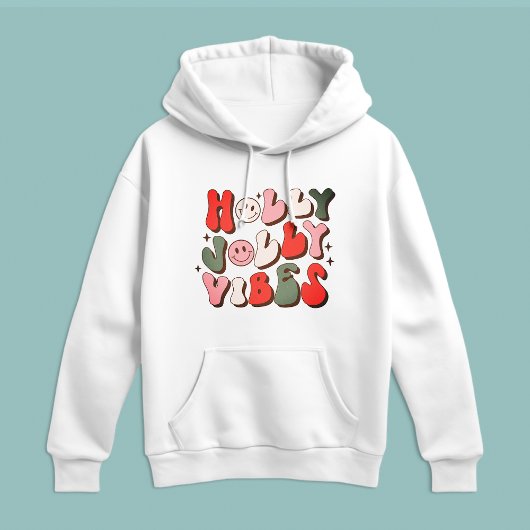 Retro Kerstmis Holly Jolly Vibes Trendy Feestdagen Hoodie