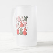 Retro Kerstmis Holly Jolly Vibes Trendy Feestdagen Matglas Bierpul (Voorkant links)