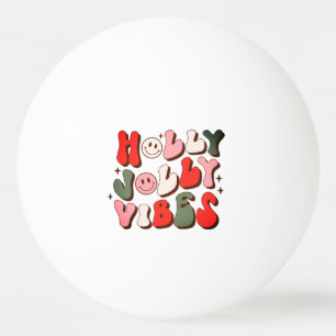 Retro Kerstmis Holly Jolly Vibes Trendy Feestdagen Pingpongbal
