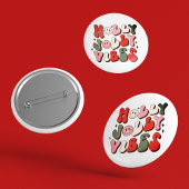 Retro Kerstmis Holly Jolly Vibes Trendy Feestdagen Ronde Button 5,7 Cm