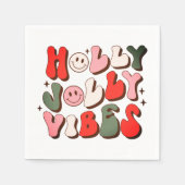 Retro Kerstmis Holly Jolly Vibes Trendy Feestdagen Servet (Voorkant)