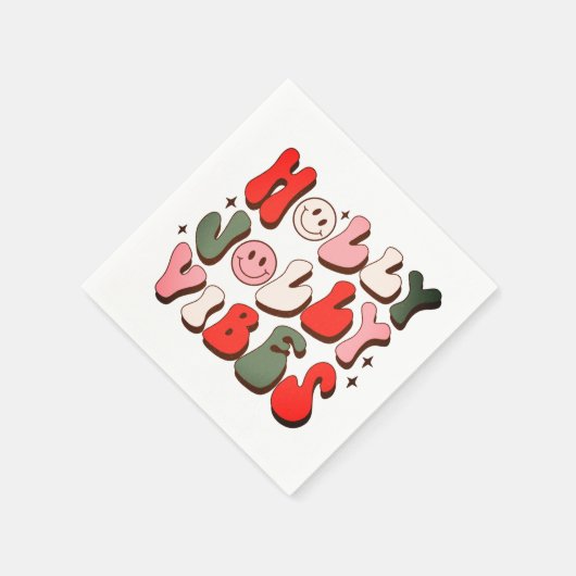 Retro Kerstmis Holly Jolly Vibes Trendy Feestdagen Servet (Hoek)