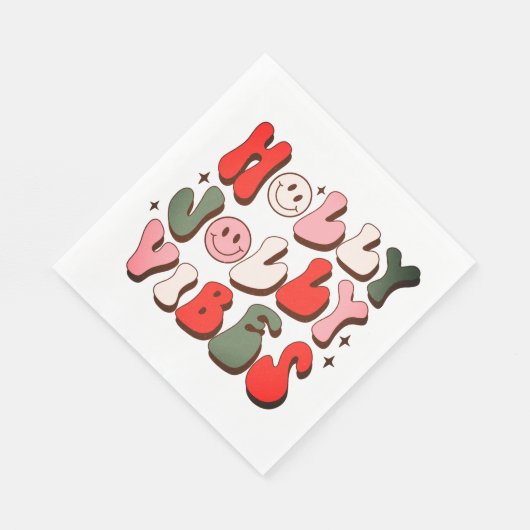 Retro Kerstmis Holly Jolly Vibes Trendy Feestdagen Servet (Hoek)