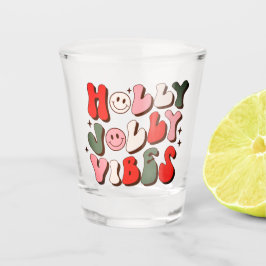 Retro Kerstmis Holly Jolly Vibes Trendy Feestdagen Shot Glas