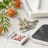 Retro Kerstmis Holly Jolly Vibes Trendy Feestdagen Sleutelhanger (Zijkant)