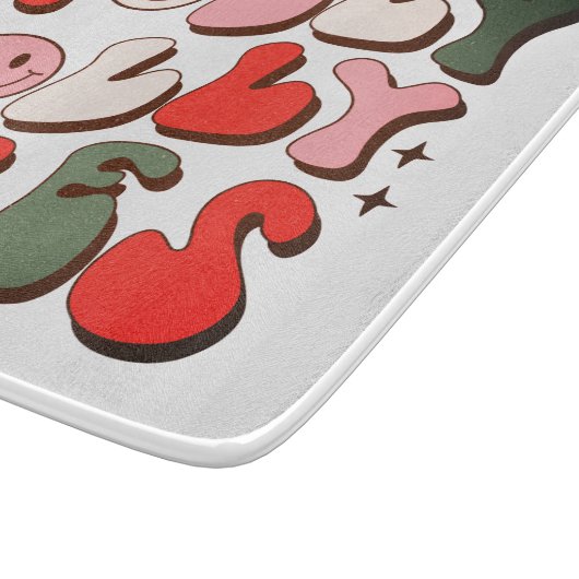 Retro Kerstmis Holly Jolly Vibes Trendy Feestdagen Snijplank (Hoek)