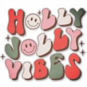 Retro Kerstmis Holly Jolly Vibes Trendy Feestdagen Sticker (Voorkant)