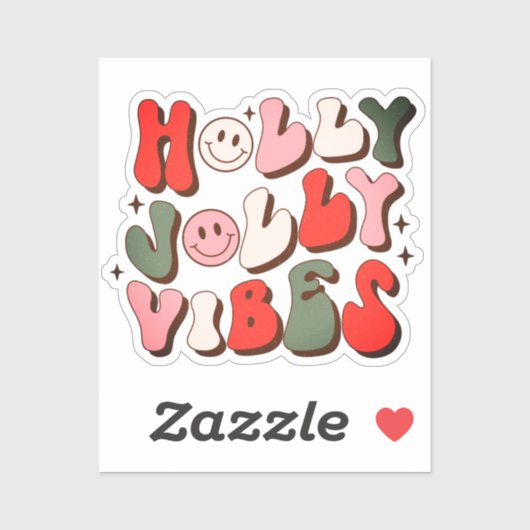 Retro Kerstmis Holly Jolly Vibes Trendy Feestdagen Sticker (Vel)