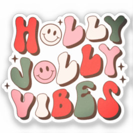 Retro Kerstmis Holly Jolly Vibes Trendy Feestdagen Sticker