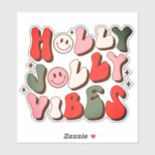 Retro Kerstmis Holly Jolly Vibes Trendy Feestdagen Sticker (Vel)