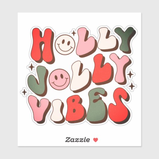 Retro Kerstmis Holly Jolly Vibes Trendy Feestdagen Sticker (Vel)