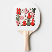 Retro Kerstmis Holly Jolly Vibes Trendy Feestdagen Tafeltennisbatje (Voorkant)