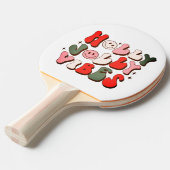 Retro Kerstmis Holly Jolly Vibes Trendy Feestdagen Tafeltennisbatje (Voorkant Gekanteld)