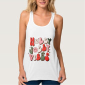 Retro Kerstmis Holly Jolly Vibes Trendy Feestdagen Tanktop (Voorkant)