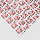 Retro Kerstmis Holly Jolly Vibes Trendy Feestdagen Tissuepapier (Detail)