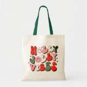 Retro Kerstmis Holly Jolly Vibes Trendy Feestdagen Tote Bag (Voorkant)
