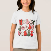 Retro Kerstmis Holly Jolly Vibes Trendy Feestdagen Tri-Blend Shirt (Voorkant)