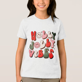 Retro Kerstmis Holly Jolly Vibes Trendy Feestdagen Tri-Blend Shirt